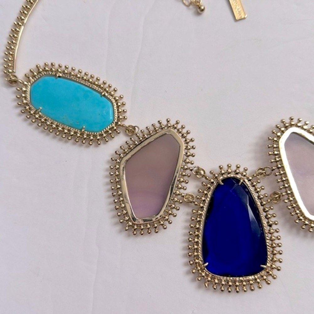 Vintage Kendra Scott Ava Statement Necklace Gold Turquoise - Picture 11 of 13